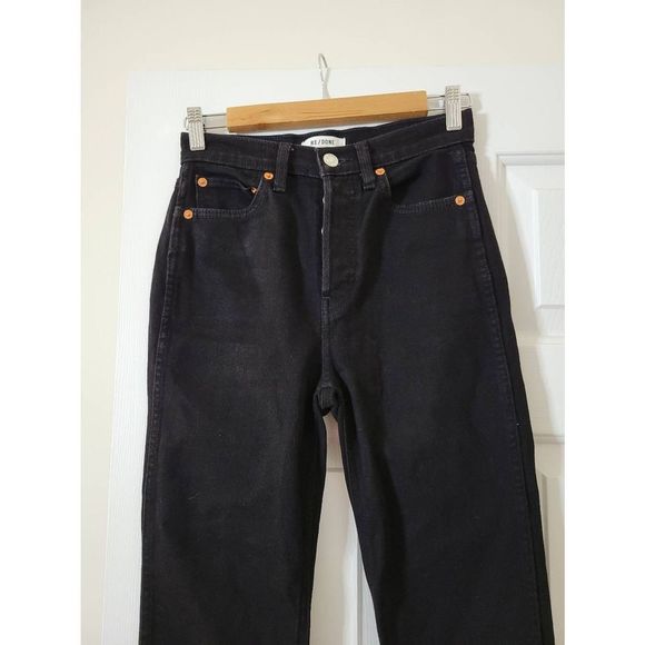Re/Done Originals 80s Slim Straight in Jet Black 25 - Picture 4 of 11